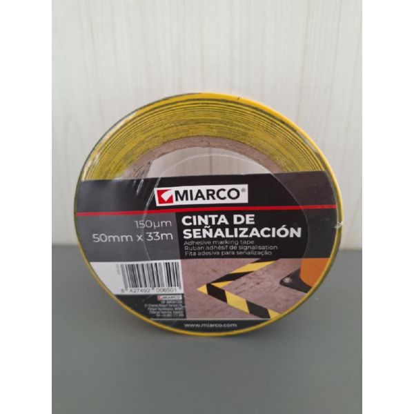 CINTA ADHESIVA SENYALITZACI&Oacute; GROC/NEGRE 50MMX33 MIARCO