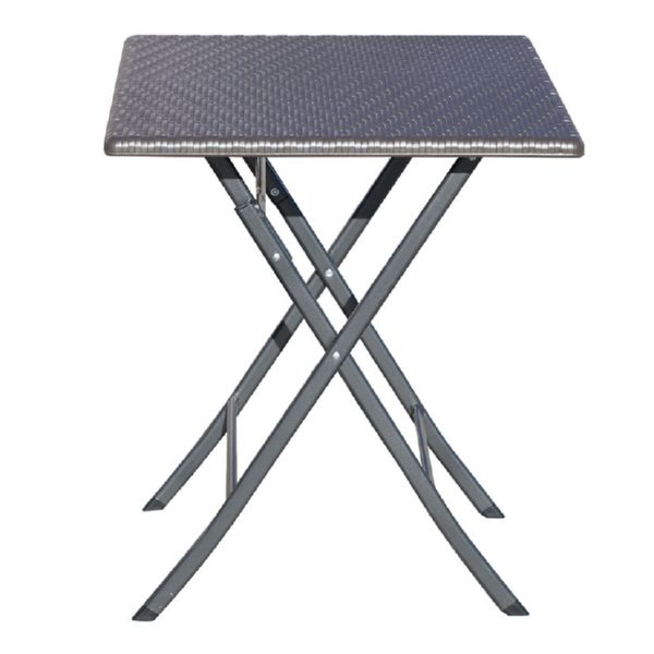 TAULA PLEGABLE POLIETIL&Egrave; IMITACI&Oacute; RATAN MARROM 61,5x61,5xh73cm