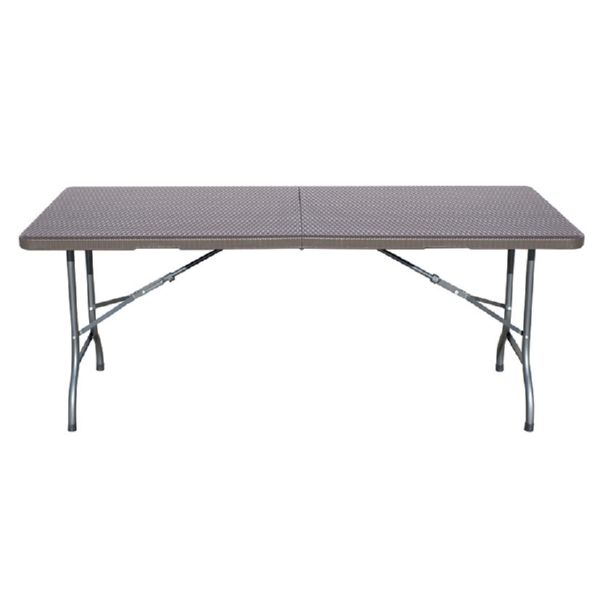 TAULA PLEGABLE POLIETIL&Egrave; IMITACI&Oacute; RATAN MARRON 179x74xh72cm 